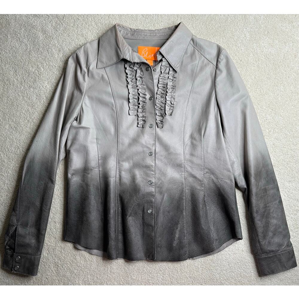 Blink: Gray Ombre Faux Ruffled Leather Jacket